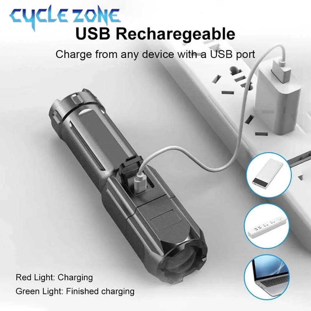 Portable LED Flashlight USB Re - Outdoor Adventure Zone recension och pris